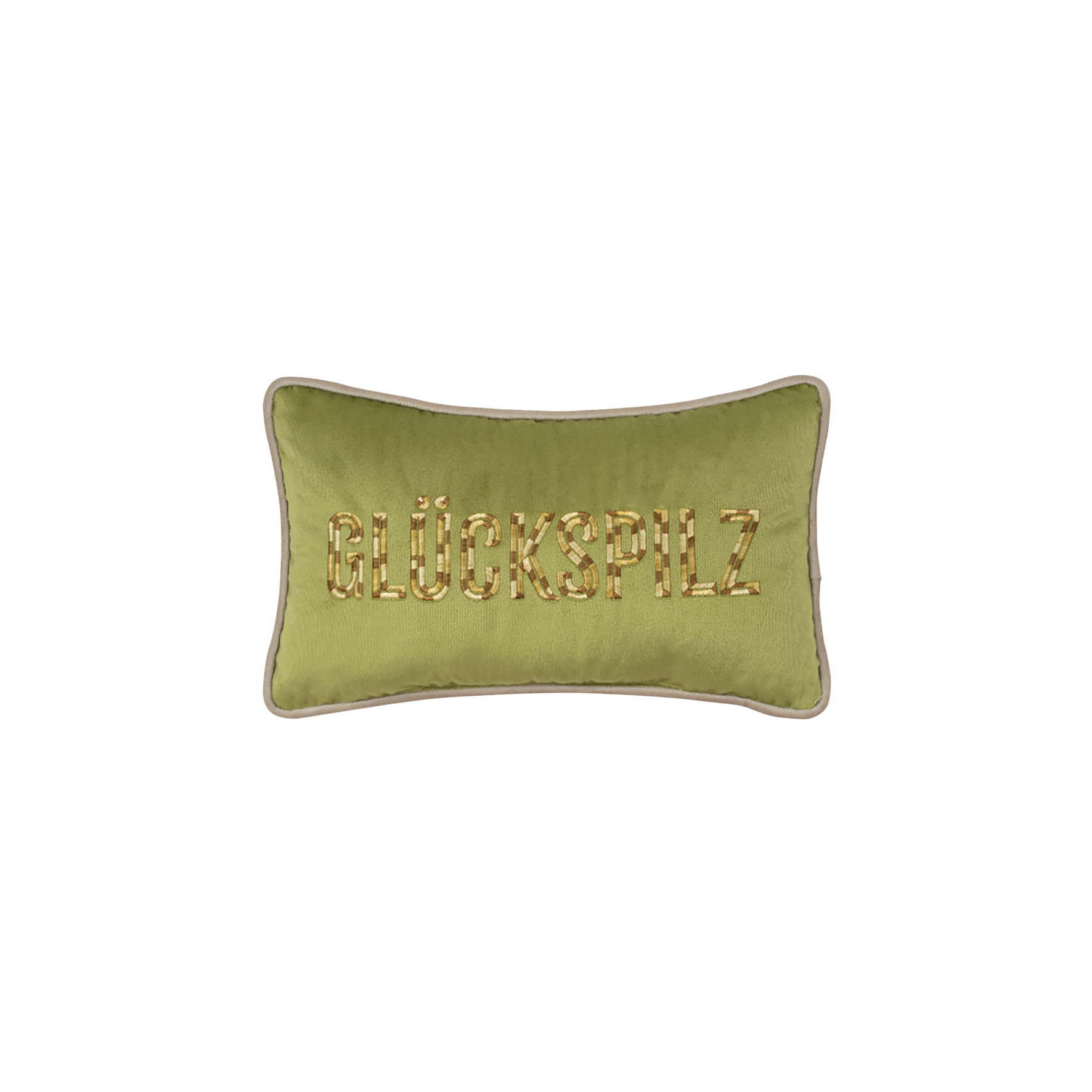 Pad Kissen PETITE ca. 18x32cm in Farbe pilz-green, Kissen, Kissenbezug, Textil, Samt, Glückspilz