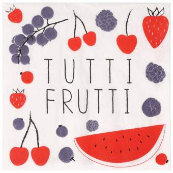 Serviette TUTTI FRUTTI in Tutti Frutti, Fruchte, Erdbeere, Kirsche, Wassermelone, Beerenmix