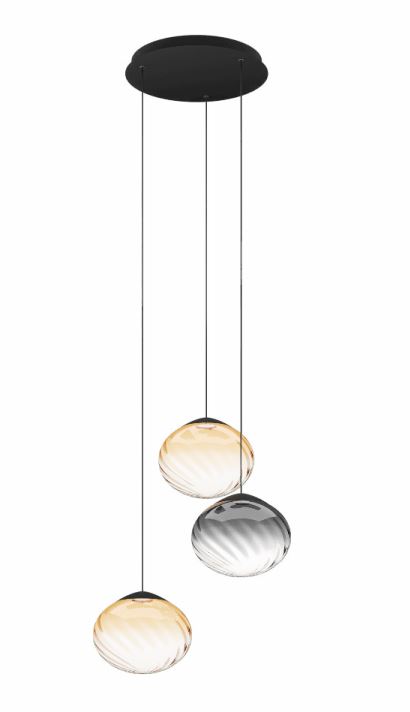 Eglo Leuchten Hängeleuchte PANTOJA in schwarz/amber, Lampe, Kronleuchter