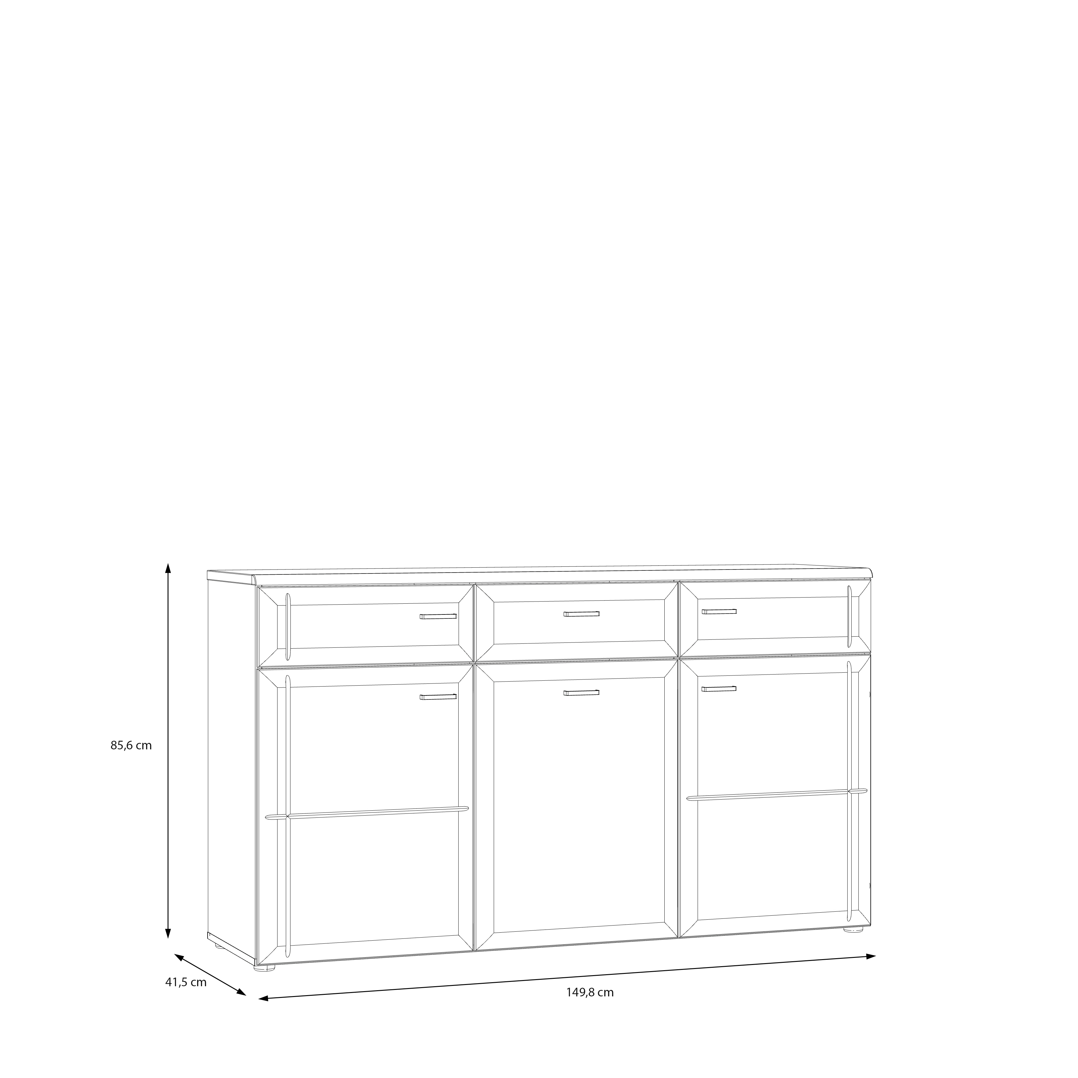 Forte Fabryki Mebli Sideboard AKINORI ca.B150 H86 T42 cm in D108 Novella Eiche