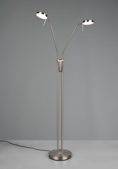 Trio LED-Stehleuchte MONZA 2-flammig in Farbe Nickel matt, Kunststoff weiß Trio LED-Stehleuchte MONZA 2-flammig in Farbe Nickel matt, Kunststoff weiß, Lampe