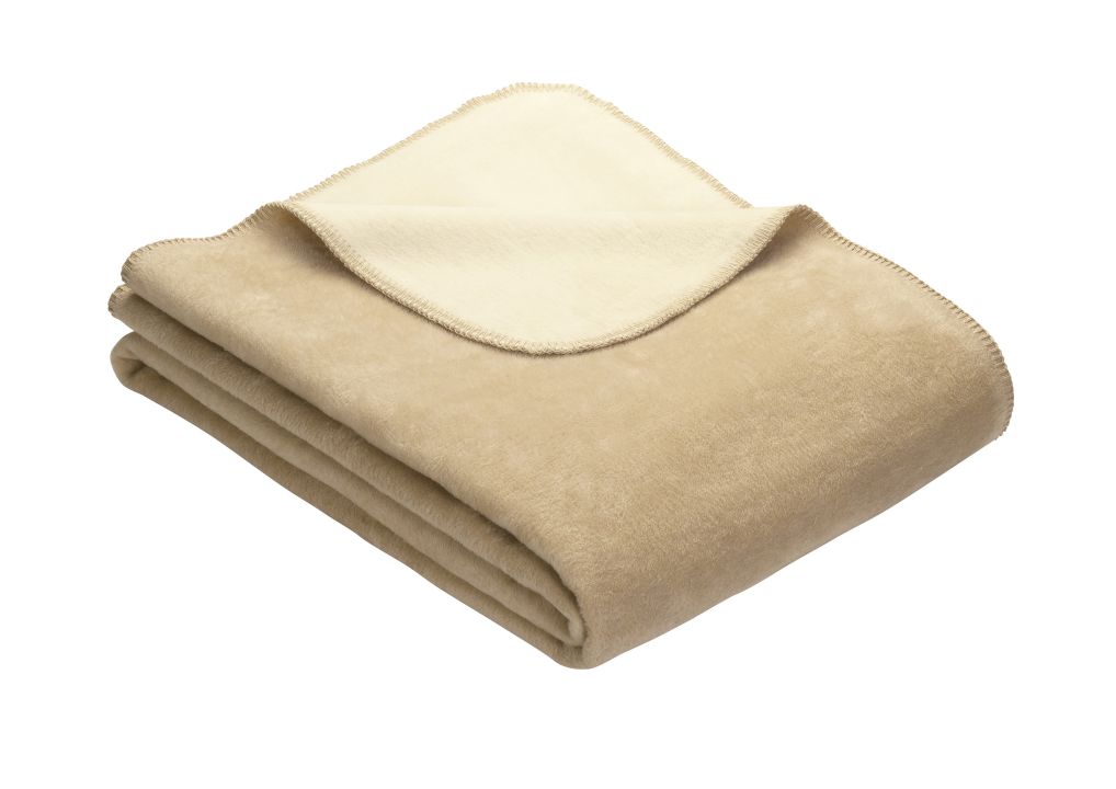 Uni Decke Sorrento Double Face DUBLIN in Beige Ibena Uni-Decke-Doubleface DUBLIN 150x200cm in Farbe creme/wollweiß