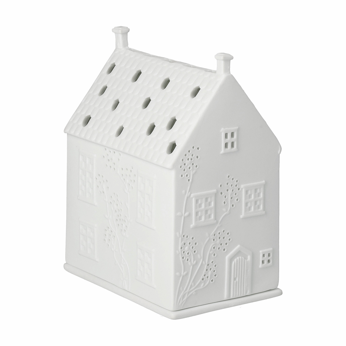 Lichthaus MIT RANKEN LANDHÄUSCHEN in mit Ranken Landhäuschen, haus, keramik, weiß, dekorativ, ornamentiertes muster