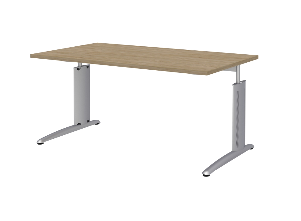 Röhr-Bush Schreibtisch TECHNO 019 ca. 160 x 80 cm in Hickory EicheNachbildung/C-Fuß alusilber 