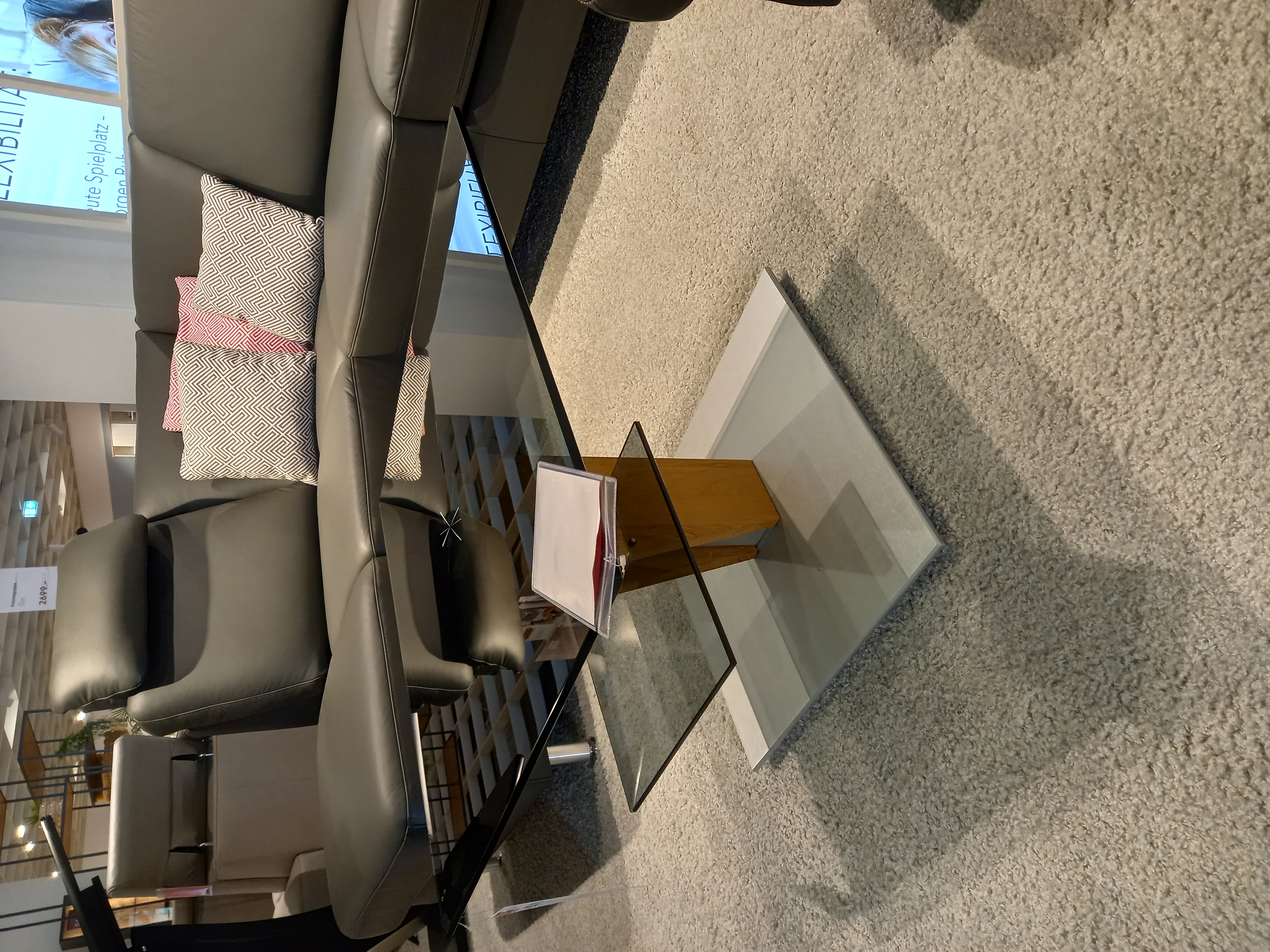 Vierhaus Couchtisch höhenverstellbar, ca. 70 x 70 x 47 - 65 cm in Wildeich geölt mit Parsolglasplatte, Moebel, Tabelle, Innenarchitektur, Kaffeetisch, Wohnzimmer