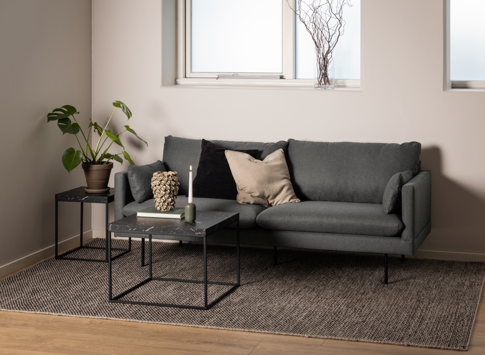 Actona Couchtisch BAROSSA ca. 40x40cm in Marmor Marquina schwarz/schwarz matt