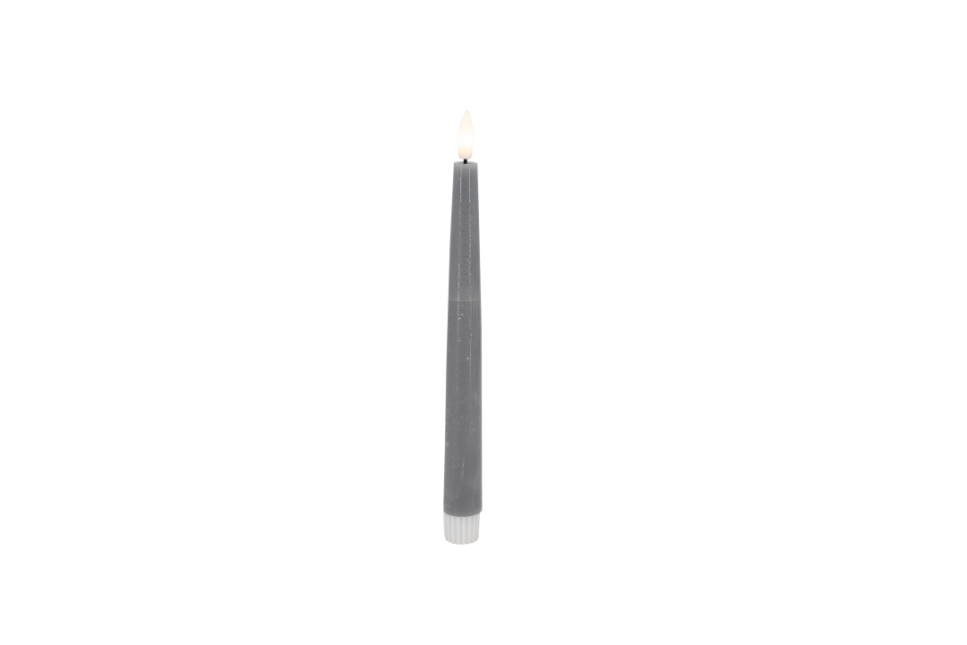 L.C. Wholesaler LED-Dinnerkerze 2er-Set BASIC ca. Ø 2,2, H 26,5cm in grey smooth, 2.2x26.5cm