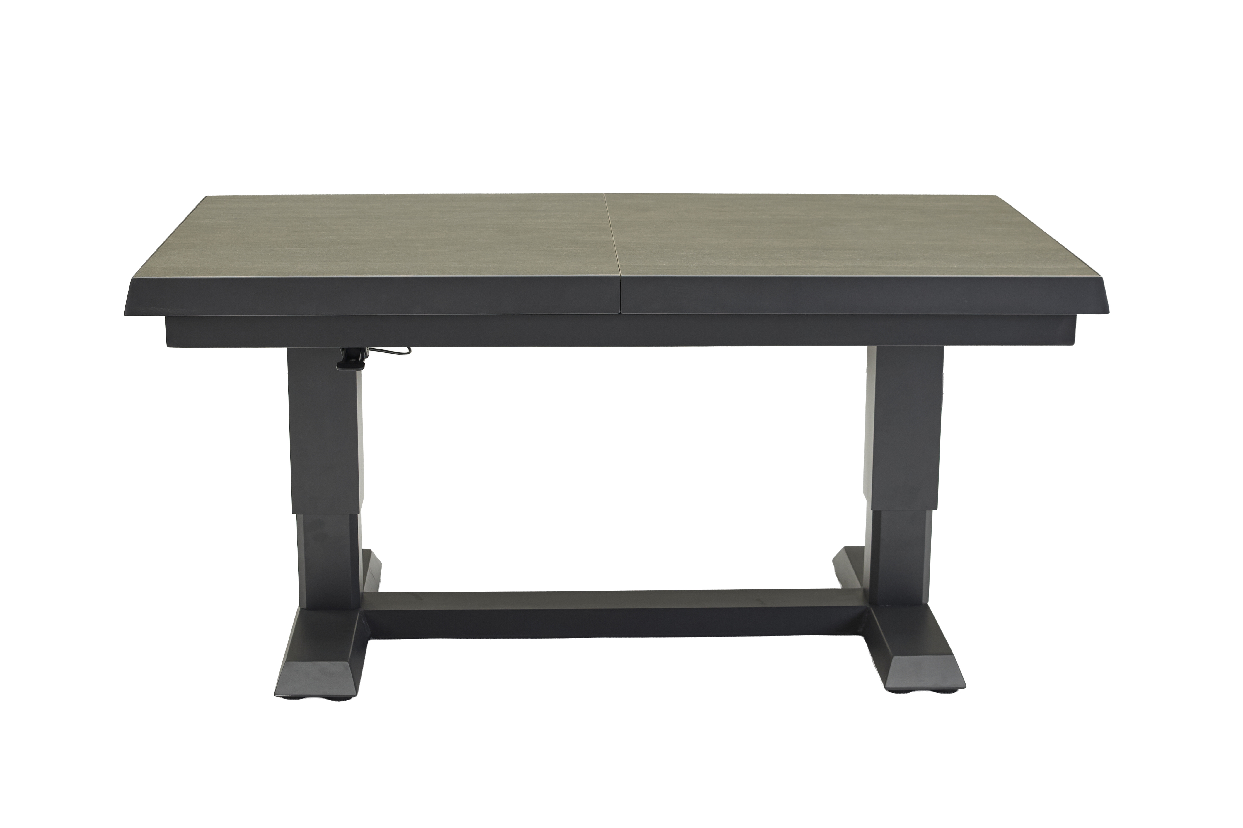 Ausziehtisch VIVERA-STONE in Grau, Schreibtisch, Esstischauszug, Metallrahmen, Dunkle Farbe, Holzplatte