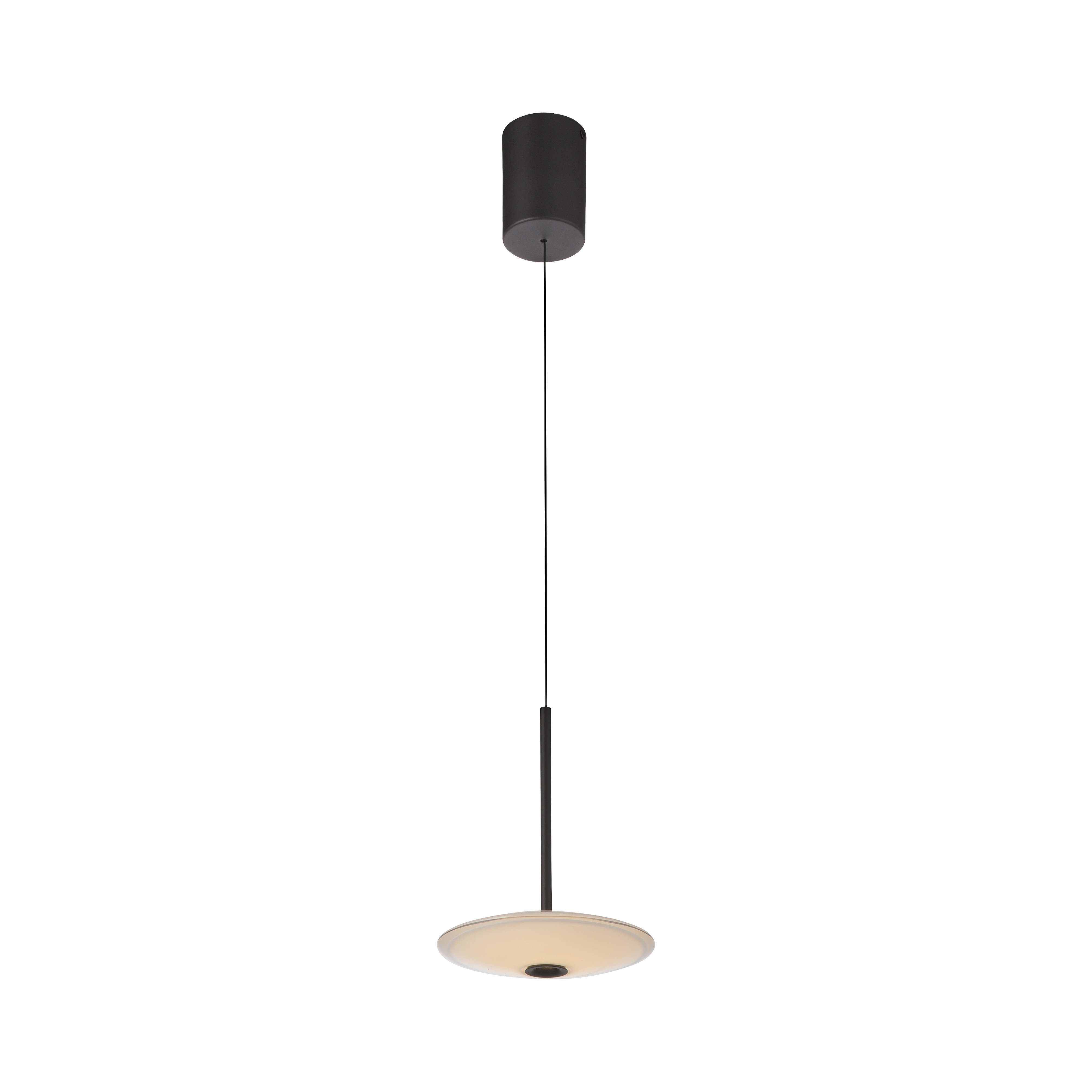 Paul Neuhaus LED-Pendelleuchte ELIPSA 1-flammig in Farbe schwarz, Pendelleuchte, hängende Lampe, schwarze Leuchte, kieselring-schirm, Kabelaufhängung