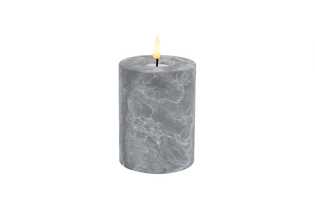L.C. Wholesaler LED-Stumpenkerze BETON ca. Ø 8, H 10cm in mit 6h-Timer, D:8 H:10cm