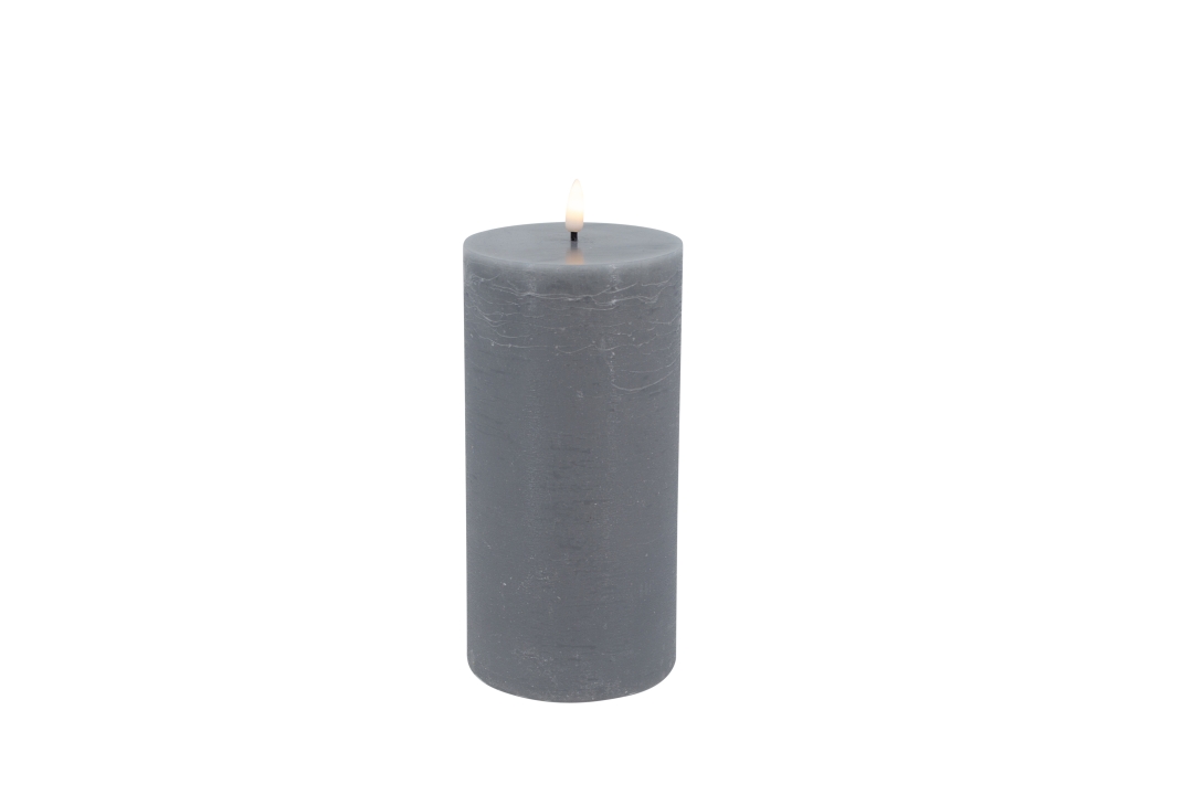 L.C. Wholesaler LED-Stumpenkerze BASIC ca. Ø 10, H 20cm in grey rustic, 10x20cm