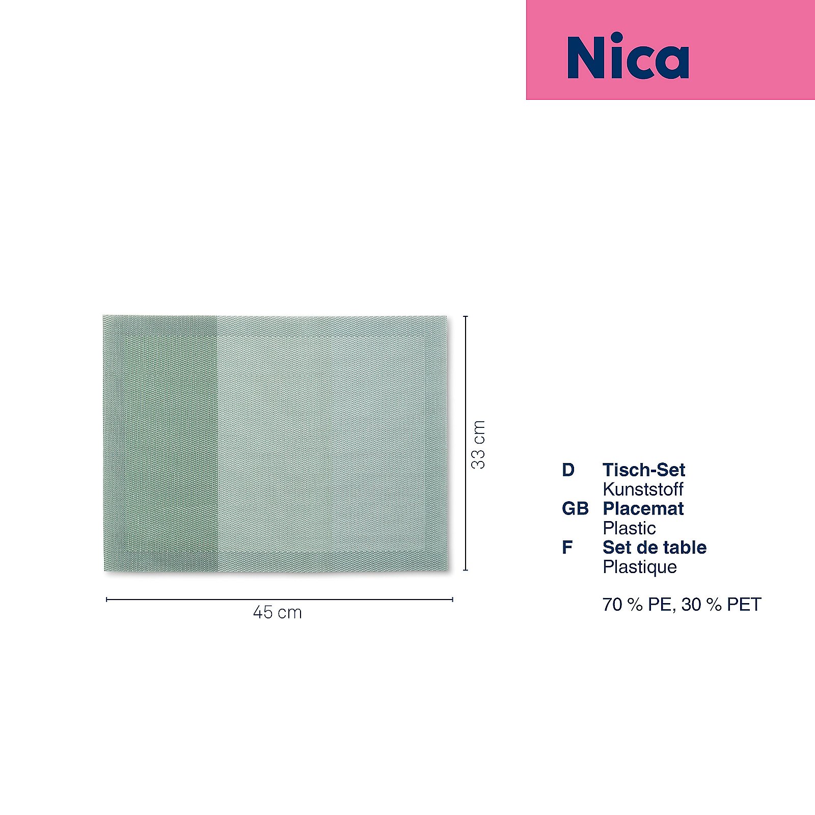 Kela Tisch-Set NICA in Farbe Rauchgrün, tisch-set, placemat, kunststoff, grau, textur