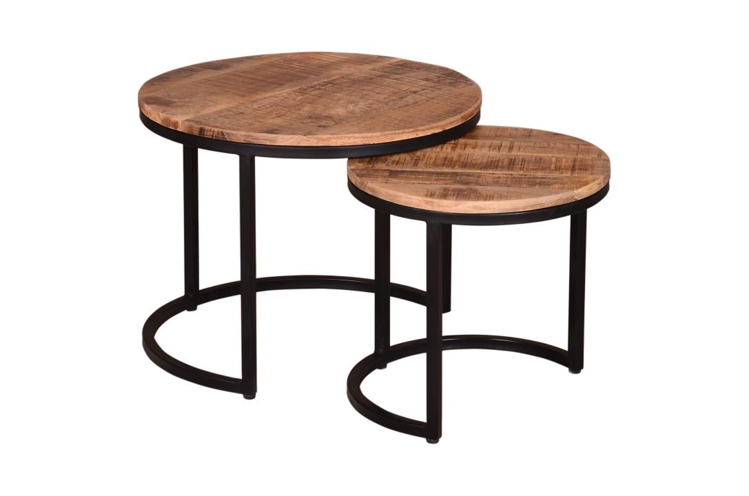 Direct 4 Home Couchtisch 2er SetIron ca. 58 / 42 cm Durchmesser in Massivholz natur