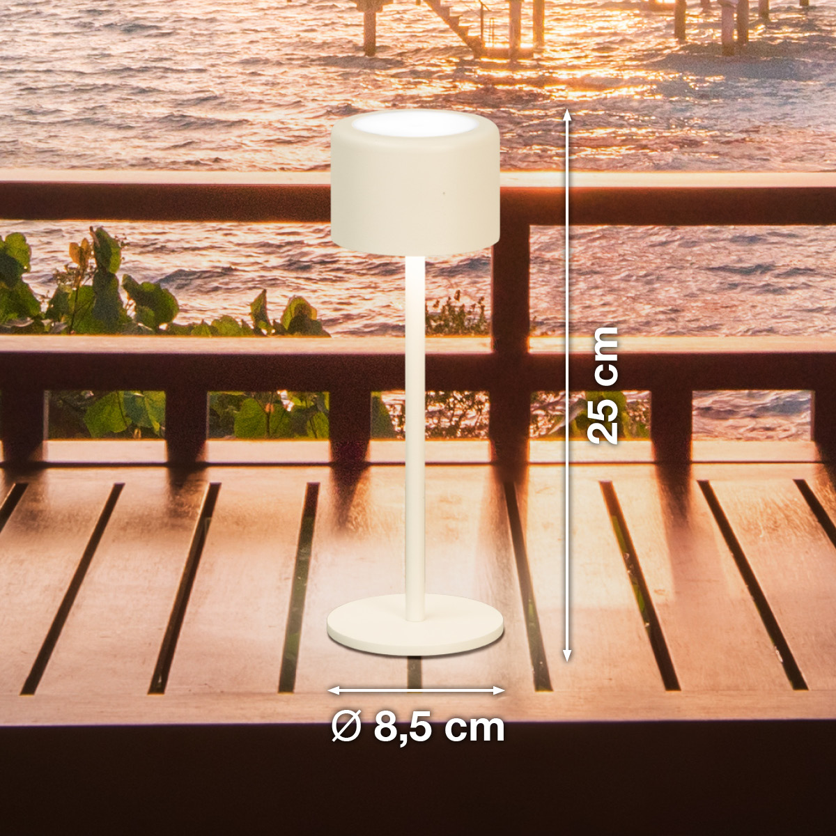 FH Lighting LED-Tischleuchte JUNA in Metall sandbeige, lamp, Tischleuchte, weiß, modern, Schreibtischleuchte