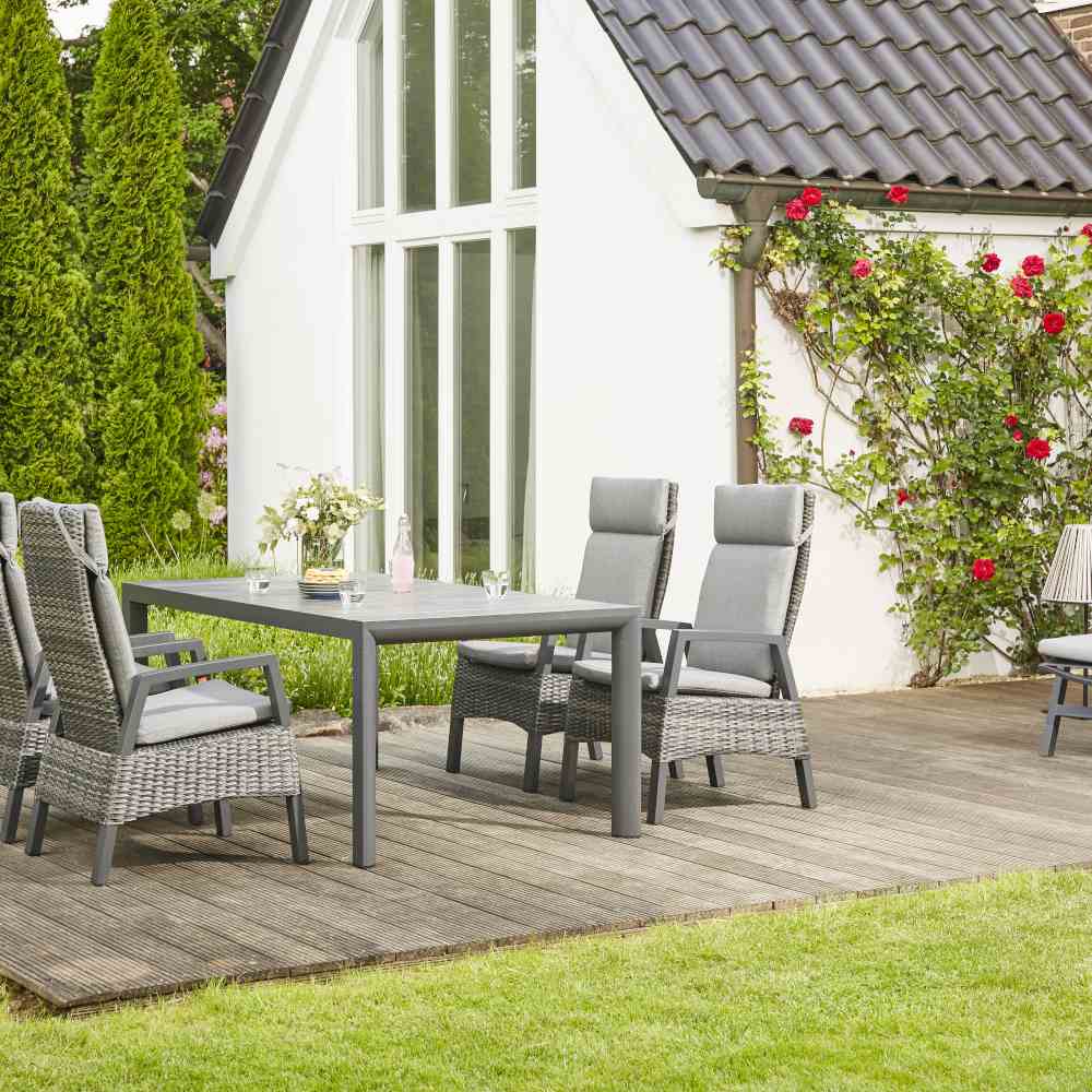 Gautzsch Tisch ANCONA ca. 100x180cm in Keramik Wood grey/Alu matt anthrazit Gautzsch Tisch ANCONA ca. 100x180cm in Keramik Wood grey/Alu matt anthrazit