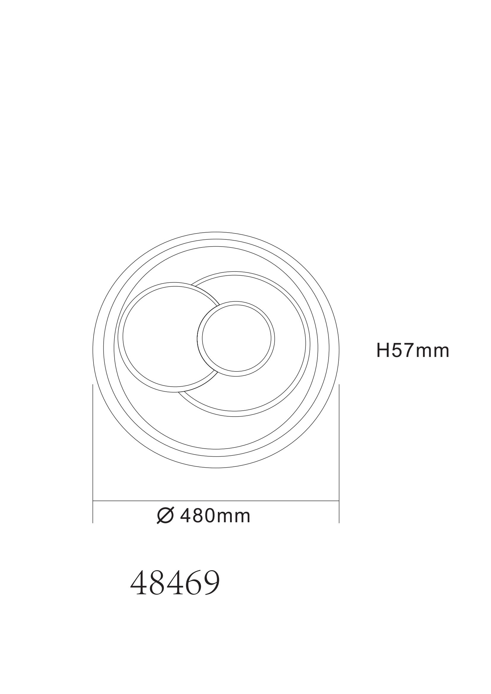 LED-Deckenleuchte in Fb. Weiß Matt, Kunststoff, Rücklicht, Kreisform, Durchmesser 480mm, H57mm