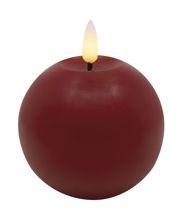 L.C. Wholesaler LED-Kugelkerze WINTER ca. Ø 8, H 7cm in red smooth, 8x7cm