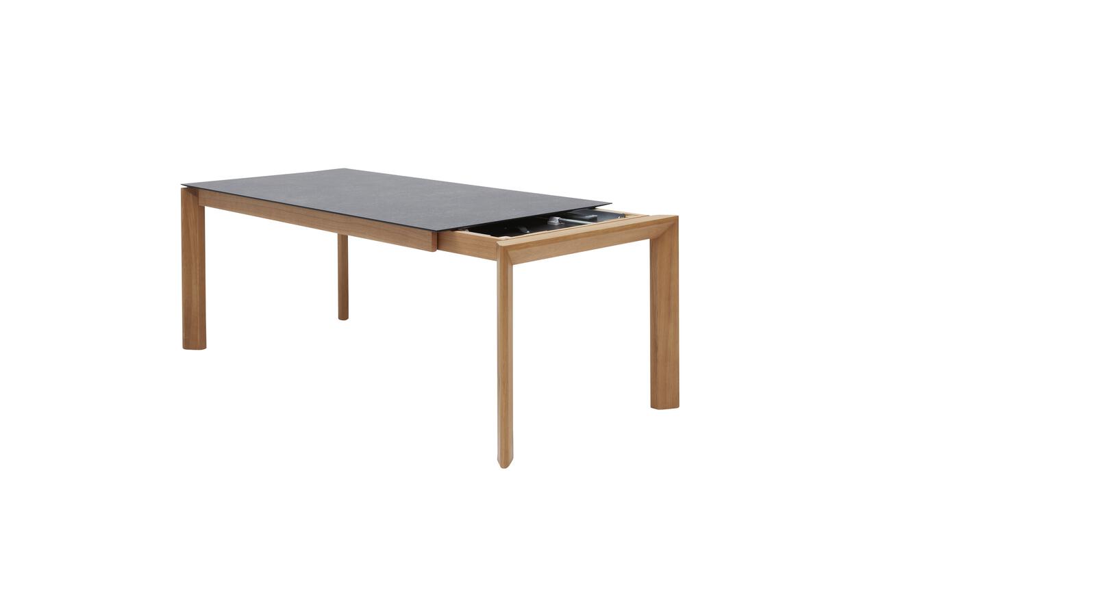 Interliving Esstisch IL5102 ca. 140(240)x90cm mit Platte HPL Deton-Design/Gestell Wildeiche massiv