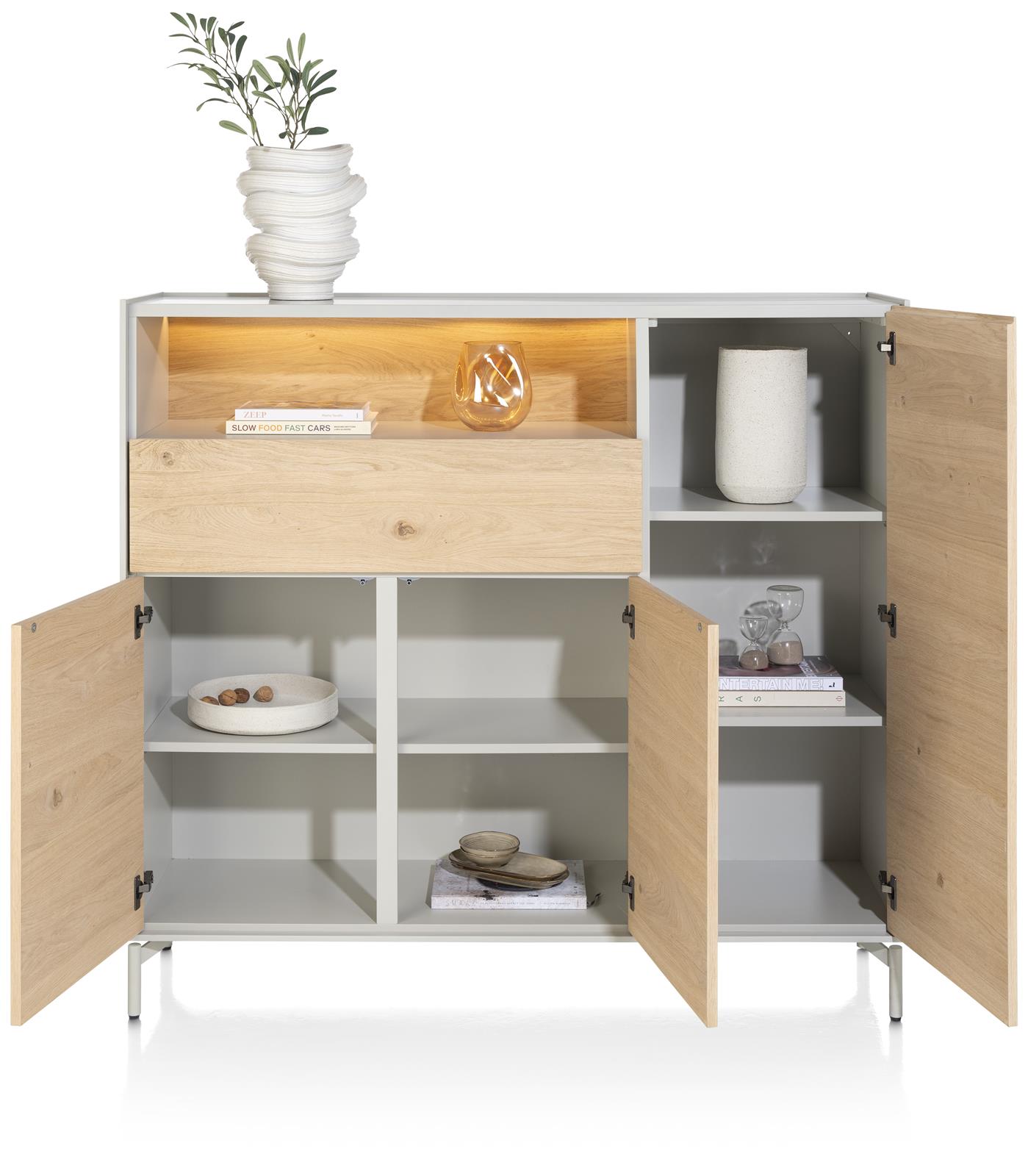 XOOON Highboard NIORA ca. B148 H135 T42 cm in Eiche natur furniert