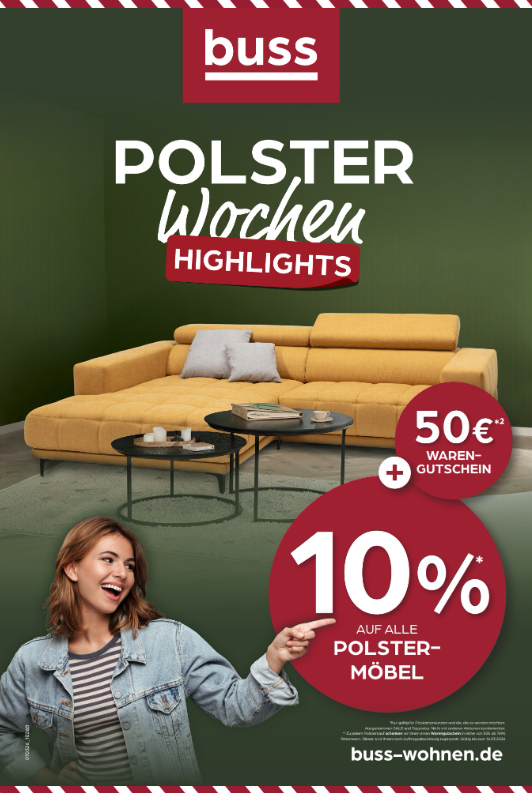10%* Rabatt auf alle Polstermöbel + 50€** Warengutschein! sofa, couch, polster, wohnzimmer, miete