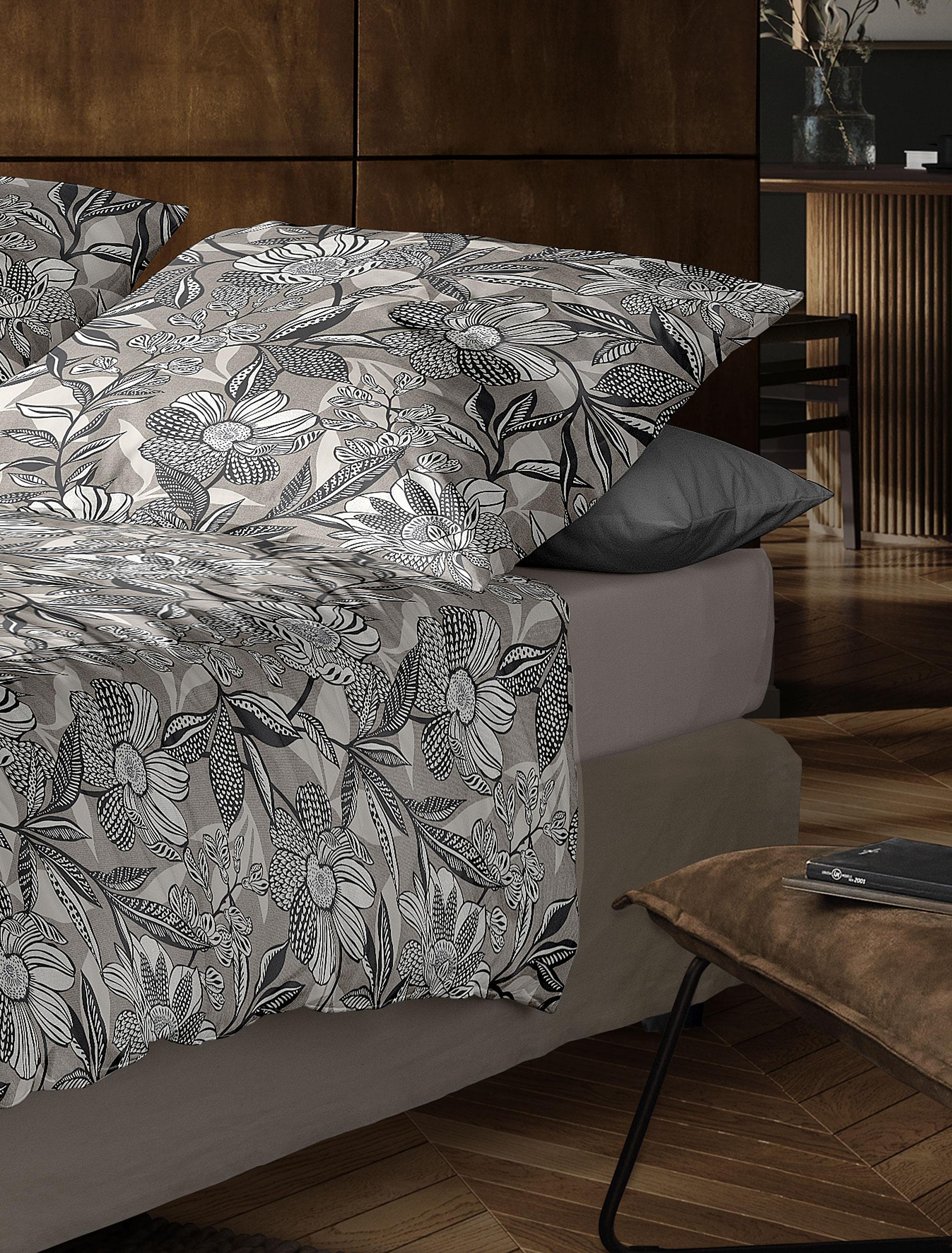Irisette Mako-Satin Bettwäsche WAVE ca. 155x220cm in Farbe natur, Innenarchitektur, Mobiliar, Kissen, Bett, Bettlaken