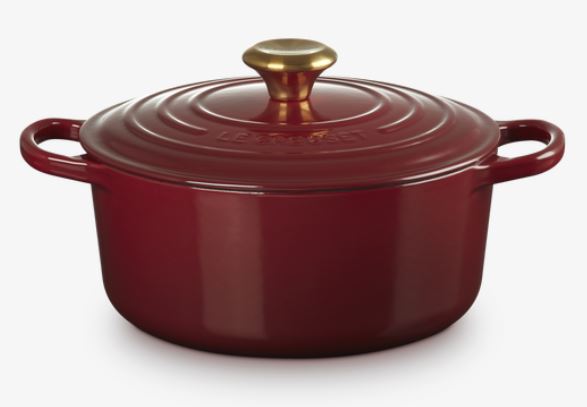 Le Creuset Bräter Sig 24cm in Farbe Garnet, Eintopfpfanne, Gusseisen, Senfrot, Lidded pot, Kochtopf