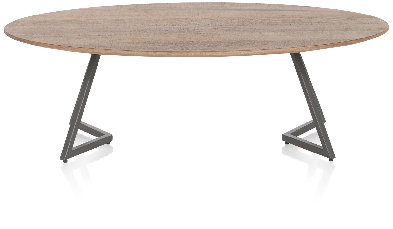 Henders & Hazel Couchtisch TRAPANI ca. B65 H35 T110 cm in Mango furniert smoked lack., ovaler Tisch, Holzplatte, Metallbeine, runder Tisch, Kaffeetisch