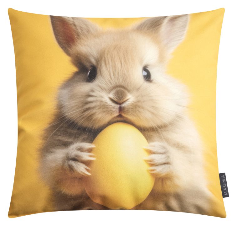 Magma Heimtex Kissen EASTER PARTY ca. 45x45cm in Farbe Baby Rabbit, Kissen, Dekoration für Zuhause, Ratte, Nagetier, Hase