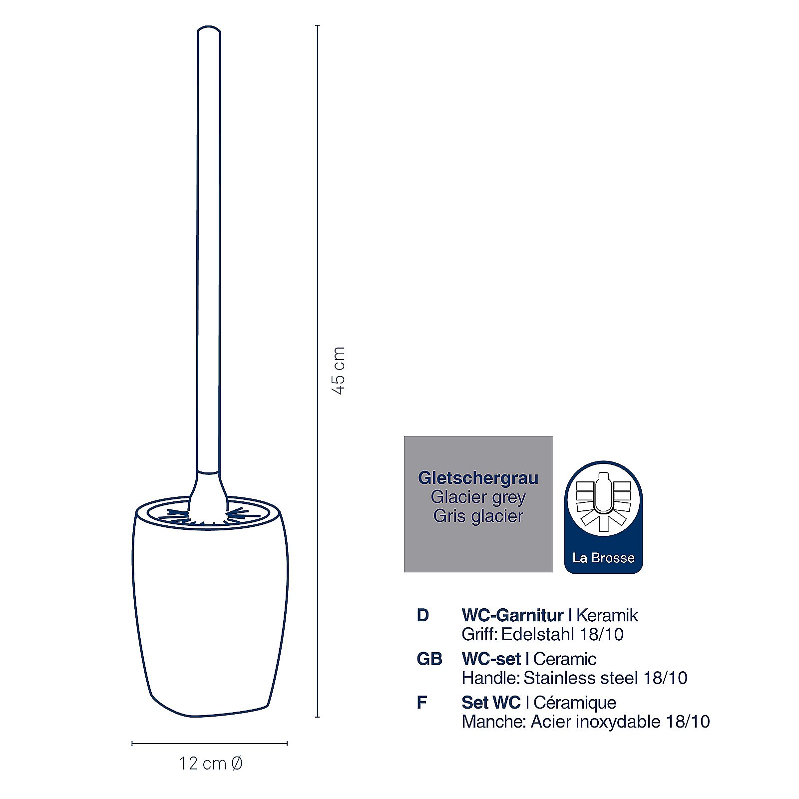 Kela WC-Garnitur Landora LANDORA in , Rauchrohr, Diagramm, Handlung, Pinsel, Besteck
