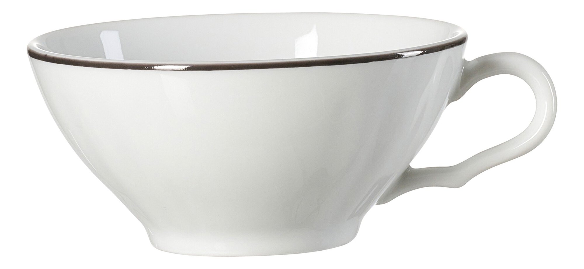Ritzenhoff & Breker Tee-Obertasse OSTFRIESE 100ml aus Porzellan grau/weiß Ritzenhoff & Breker Tee-Obertasse OSTFRIESE 100ml aus Porzellan grau/weiß, Porzellanbecher, Weiß, gekrümmter Griff, Teebecher, Randkante