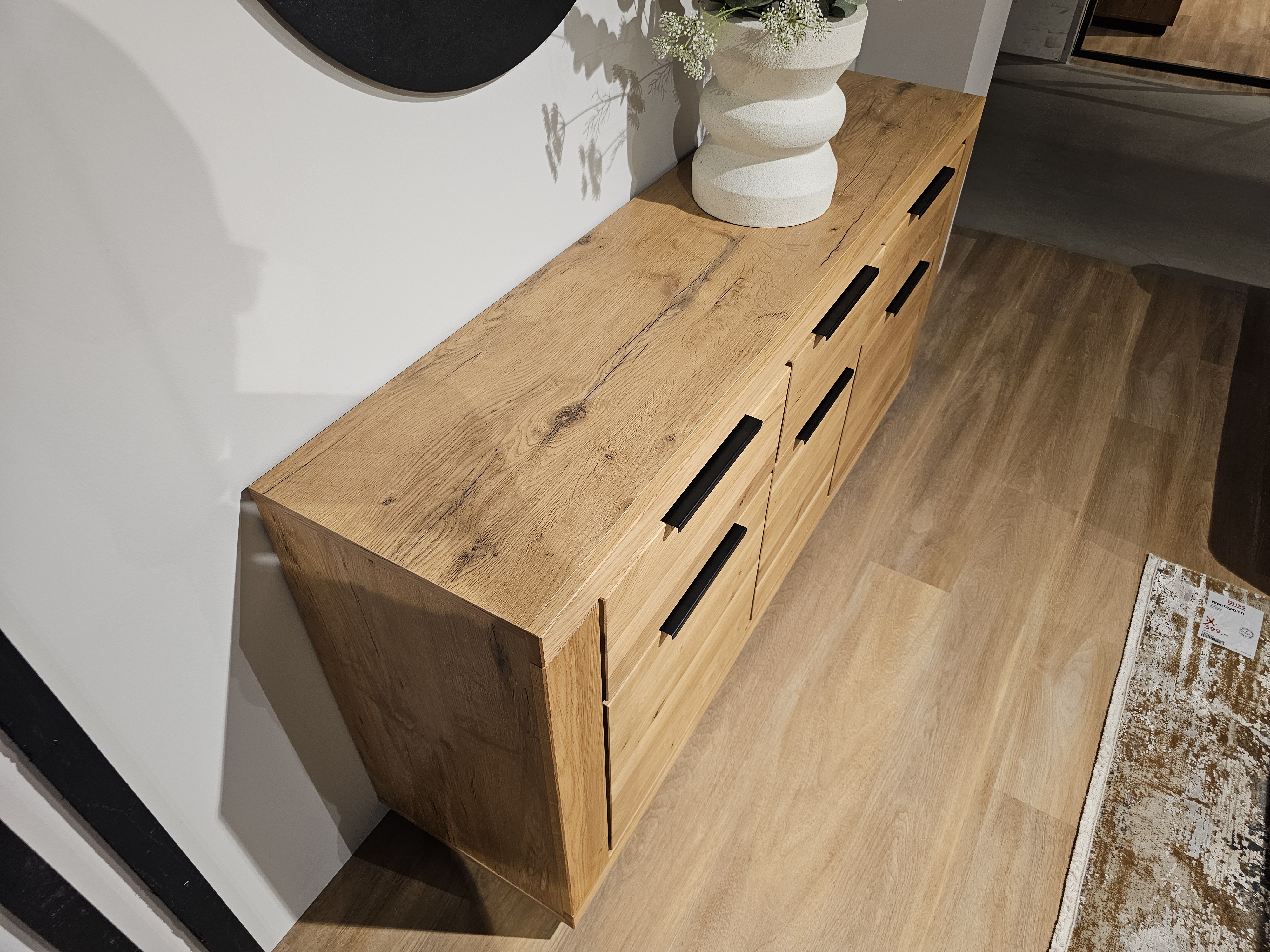 Sideboard in Front Wildeiche massiv geölt, Sideboard, Buffet, Holz, Eiche, Schublade