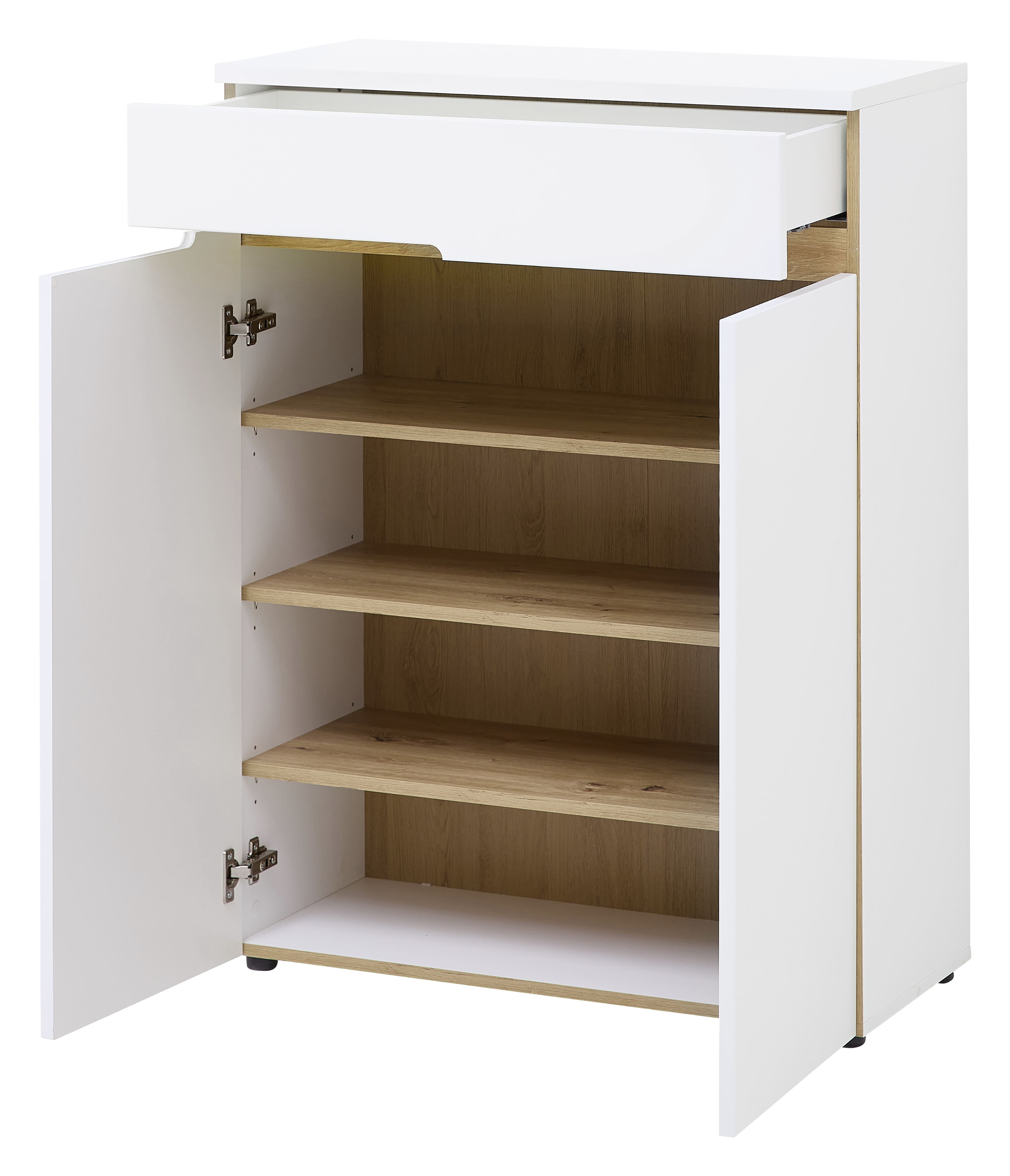 Germania Schuhschrank MEMPHIS ca. B80 H107 T38 cm in weiß matt/Abs.Artisan Eiche