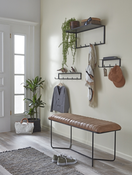 Haku Möbel Wandgarderobe Sidney 2 Stahlrohr schwarz ca. B 60 cm