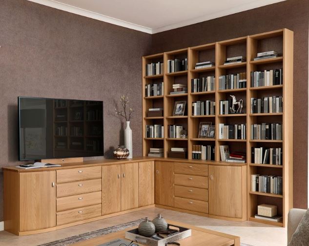 RMW Eckanbauwand VERMONT ca. 282x243cm mit Front in Eiche sand massiv
