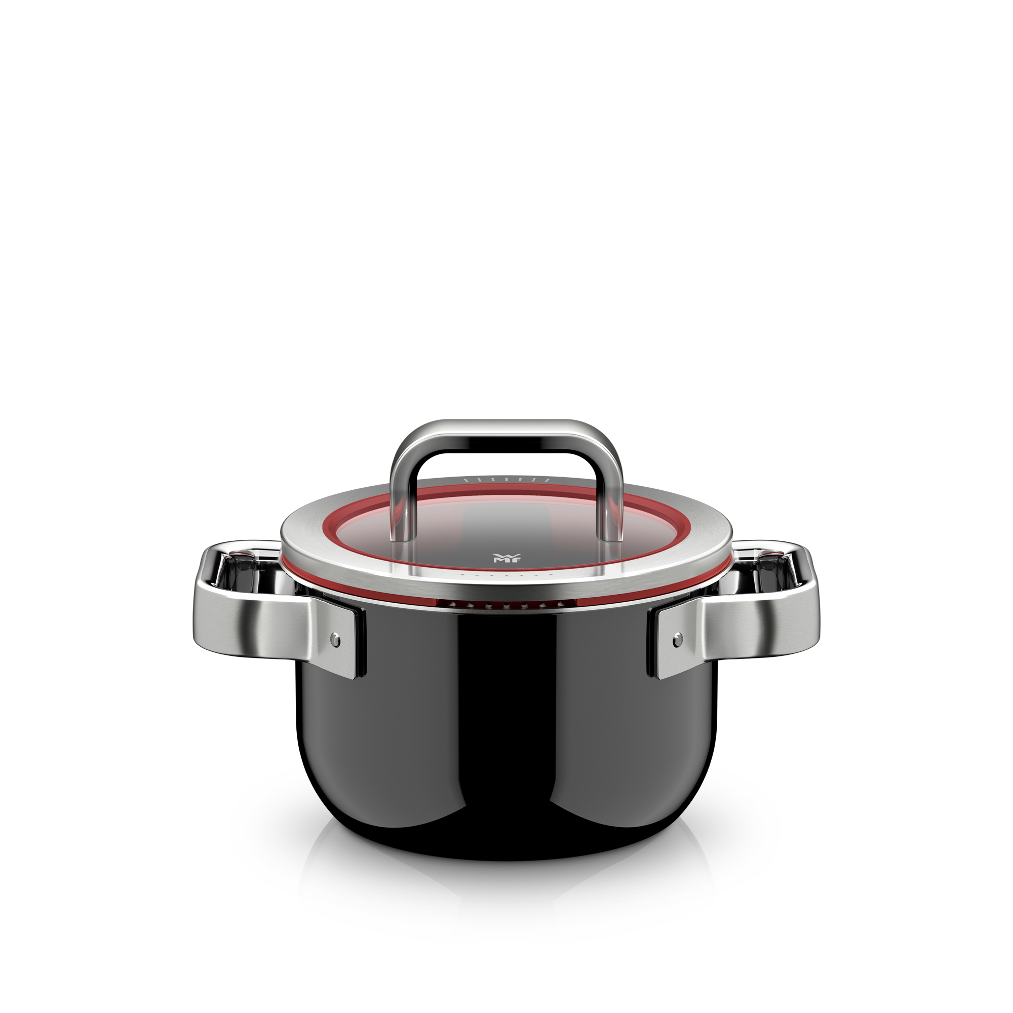 WMF Fusiontec Function Pro, Topf-Set, 4-teilig, Black in schwarz, Kochtopf, Schmortopf, Druckdeckel, Edelstahlgriffe, Schwarz