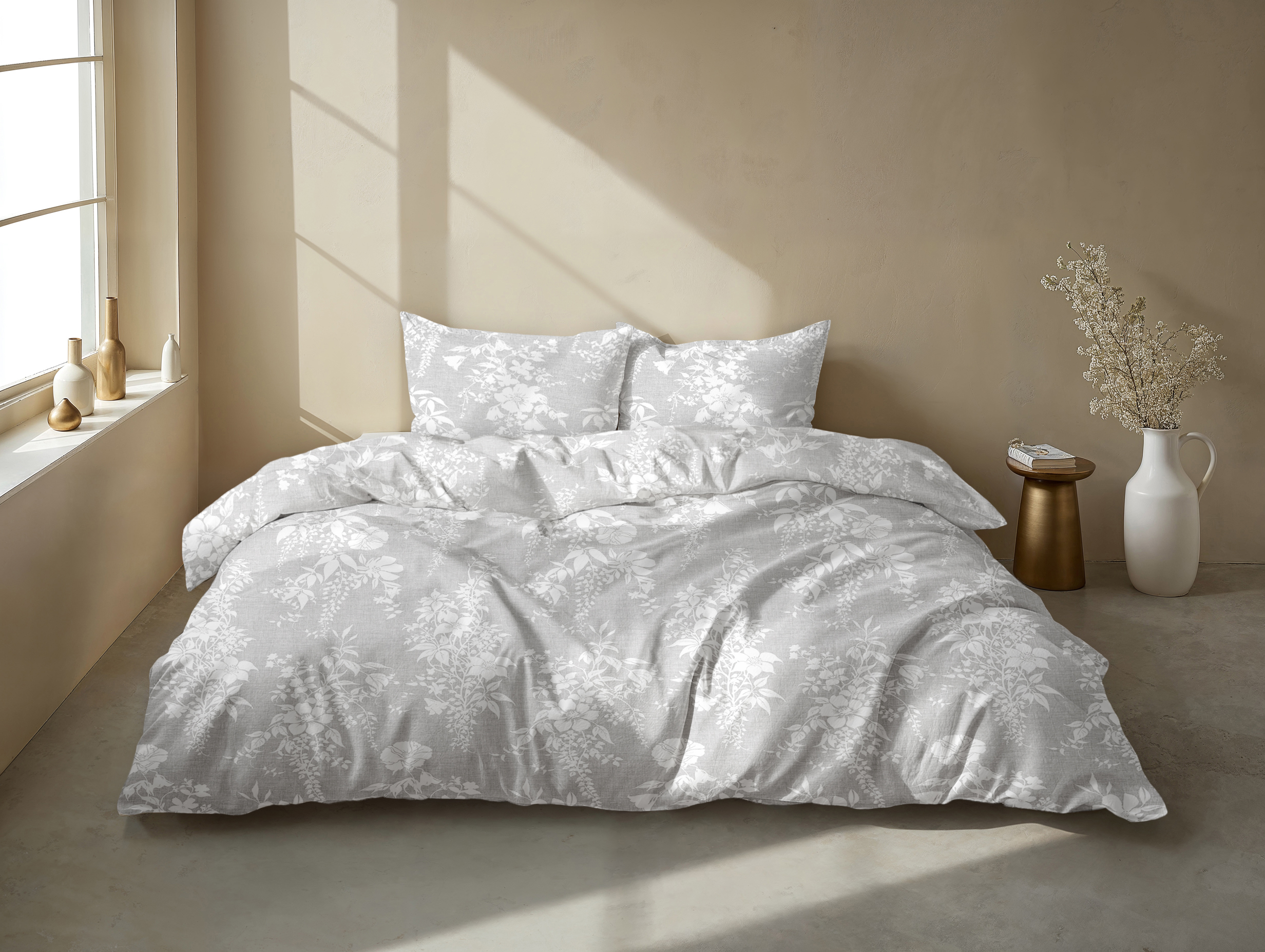 Heckettlane Bettwäsche ca. 155x220cm in Farbe Dove-Grey, Kissen, Dekoration für Zuhause, Mobiliar, Kopfkissen, Bett