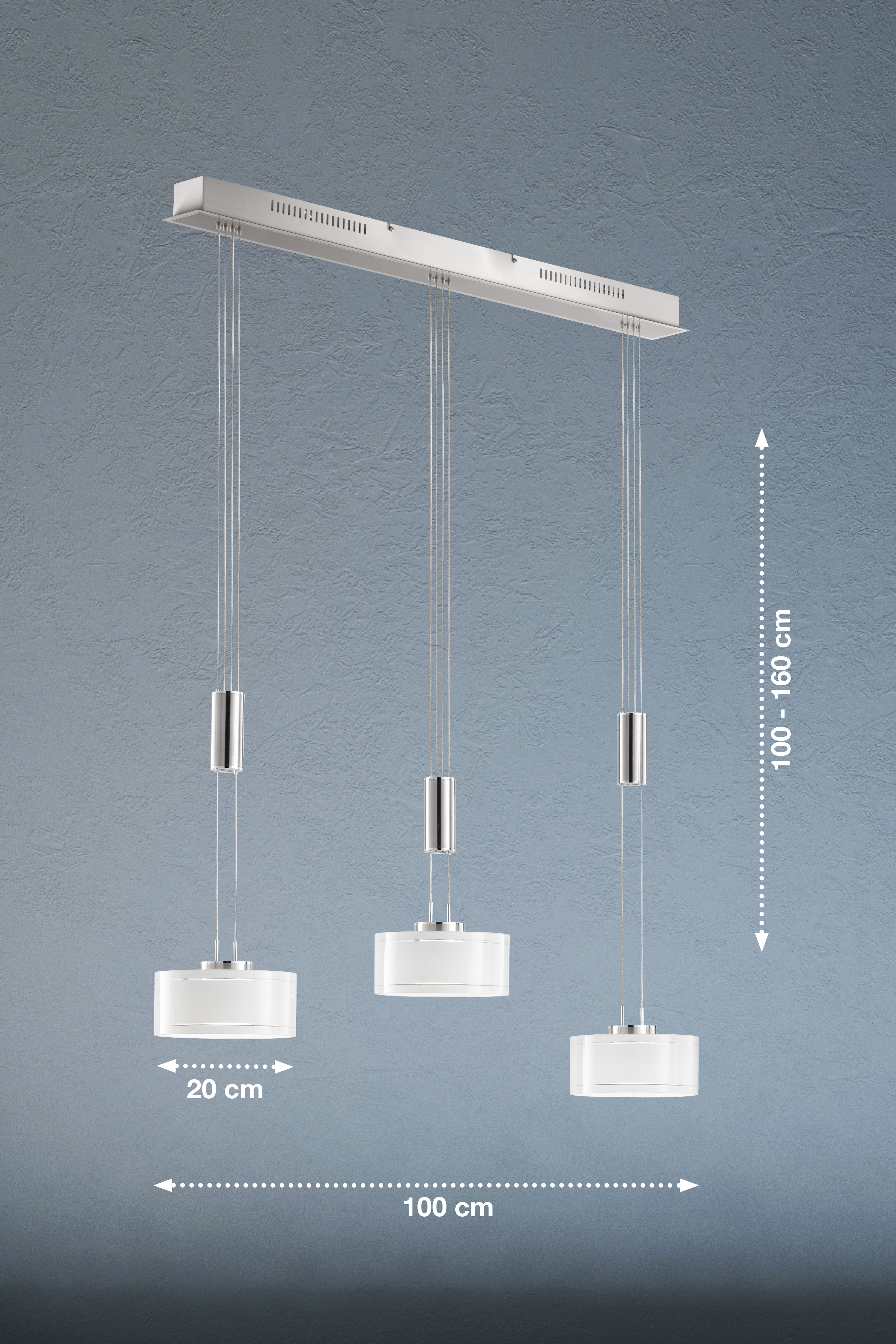 Fischer & Honsel LED-Pendelleuchte LAVIN in Nickel matt/Glas opal glänzend