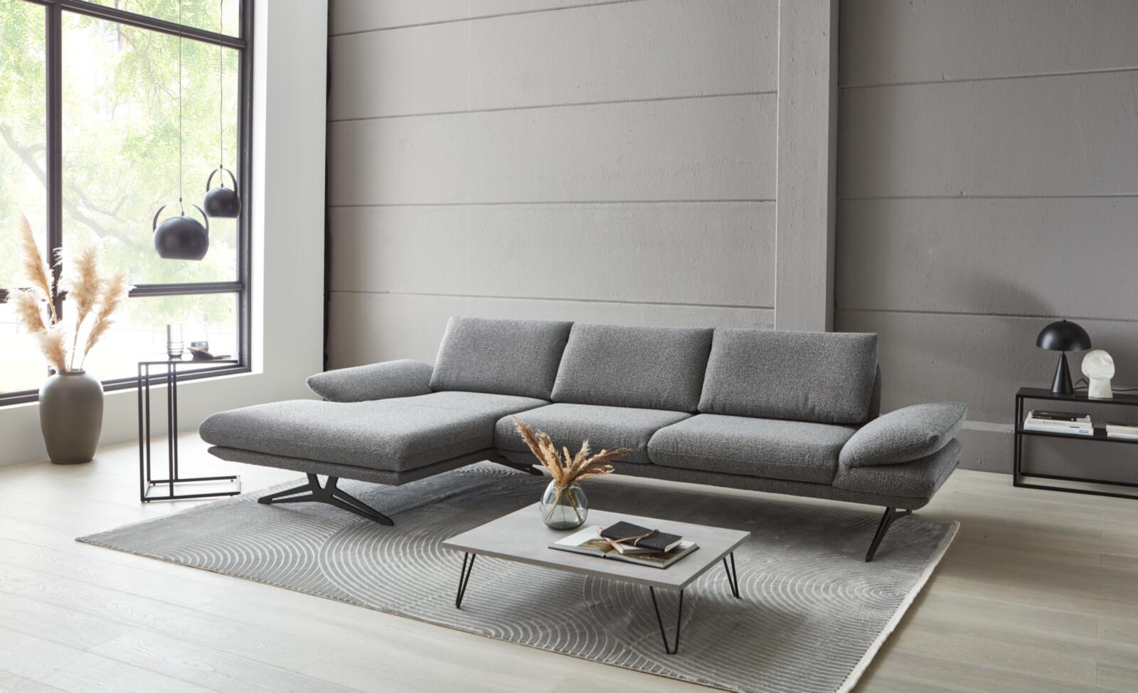 Koinor Eckkombination ELEMENTS ca. 300x152 cm in Stoff Cosmo grau-schwarz, ecksofa, couchtisch, wohnzimmer, grau, moderne