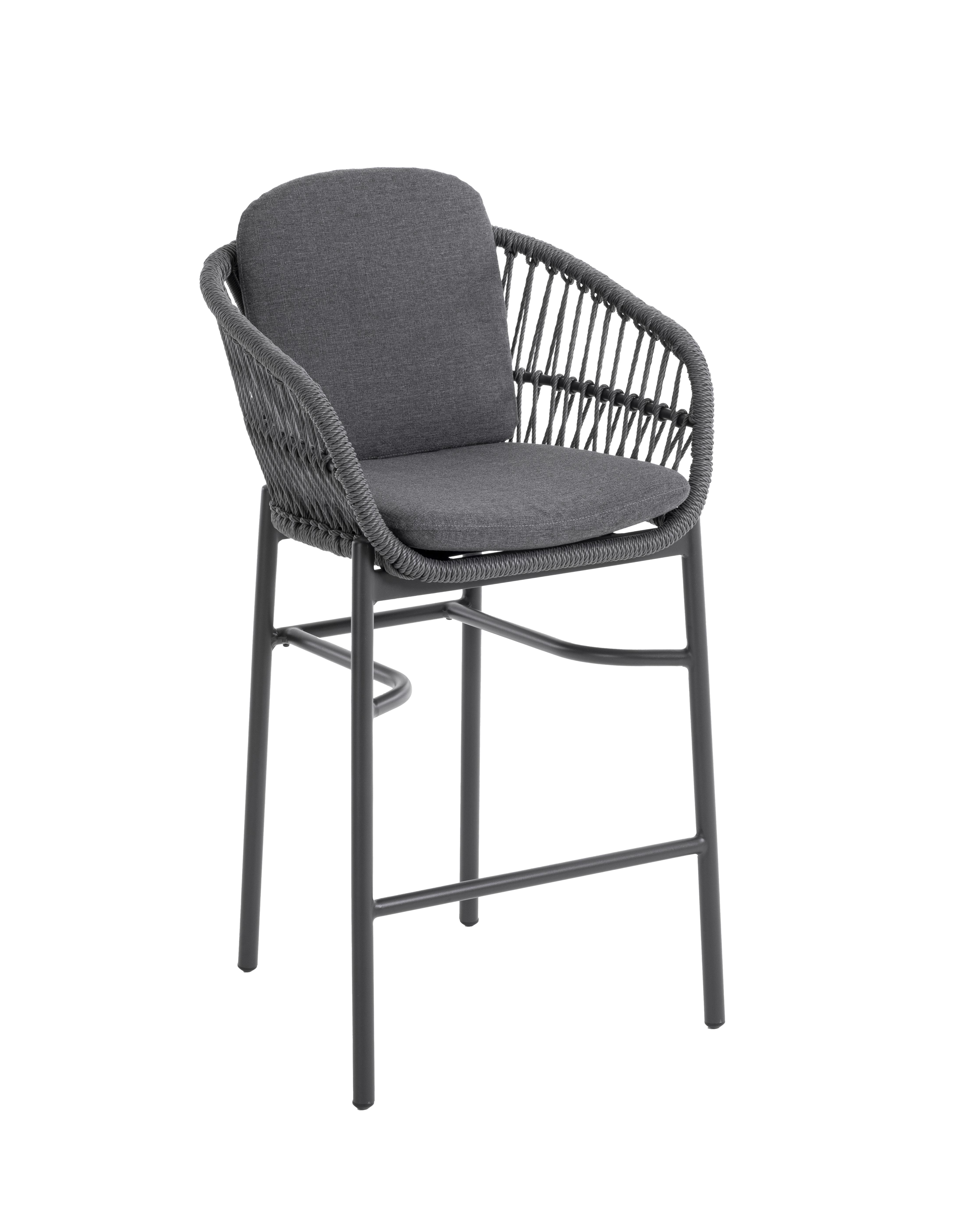 L.C. Wholesaler Barstuhl BARI ca. B60 H108,5 T63 cm in Rope Farbe dunkelgrau