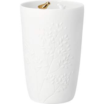 Vase GOLDVOGEL VASE VOGELPAAR in Goldvogel Vase Vogelpaar Vase GOLDVOGEL VASE VOGELPAAR in Goldvogel Vase Vogelpaar, weiß, Keramik, Vase, eingraviert, Pflanzenmuster
