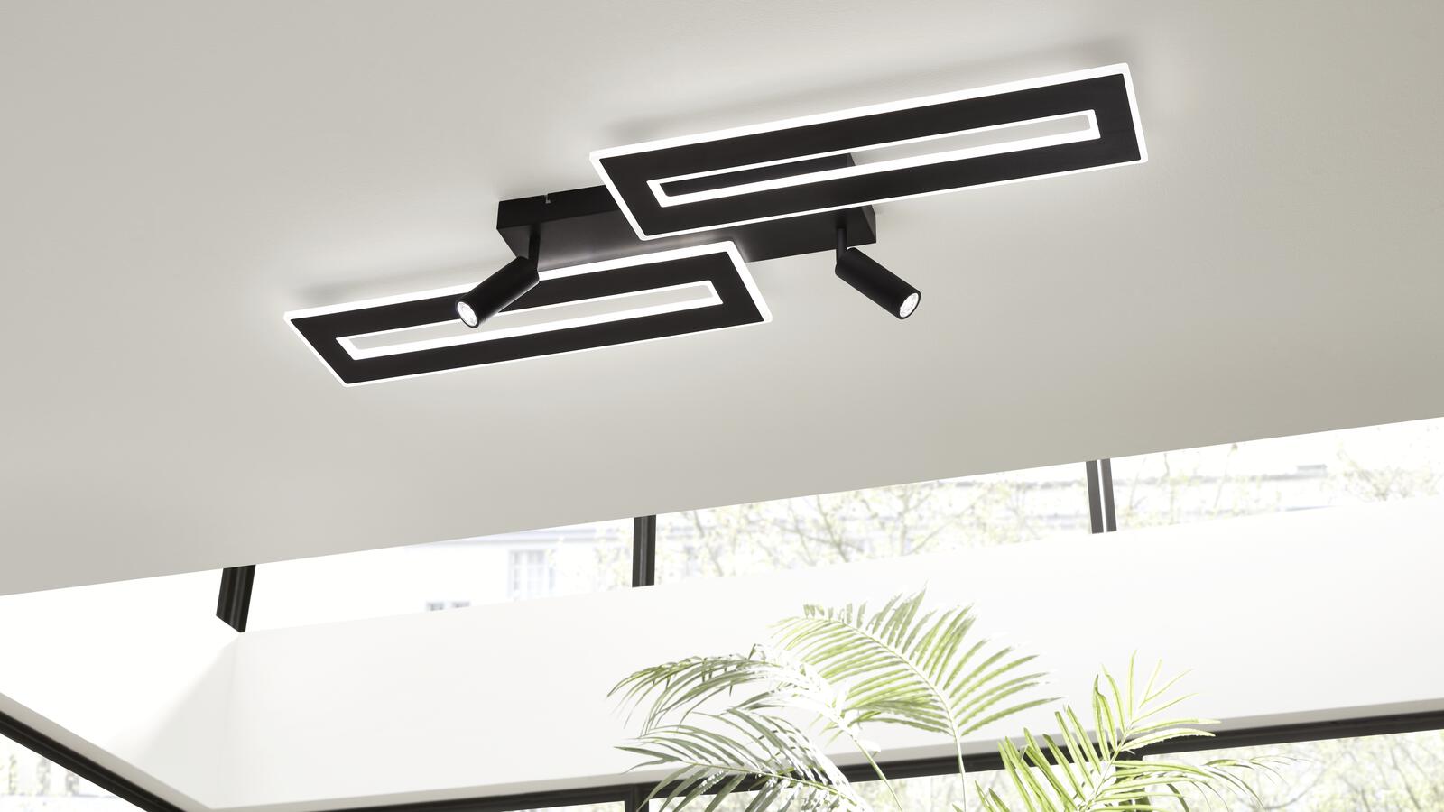 Interliving LED-Deckenleuchte IL-9336 in Metall schwarz matt