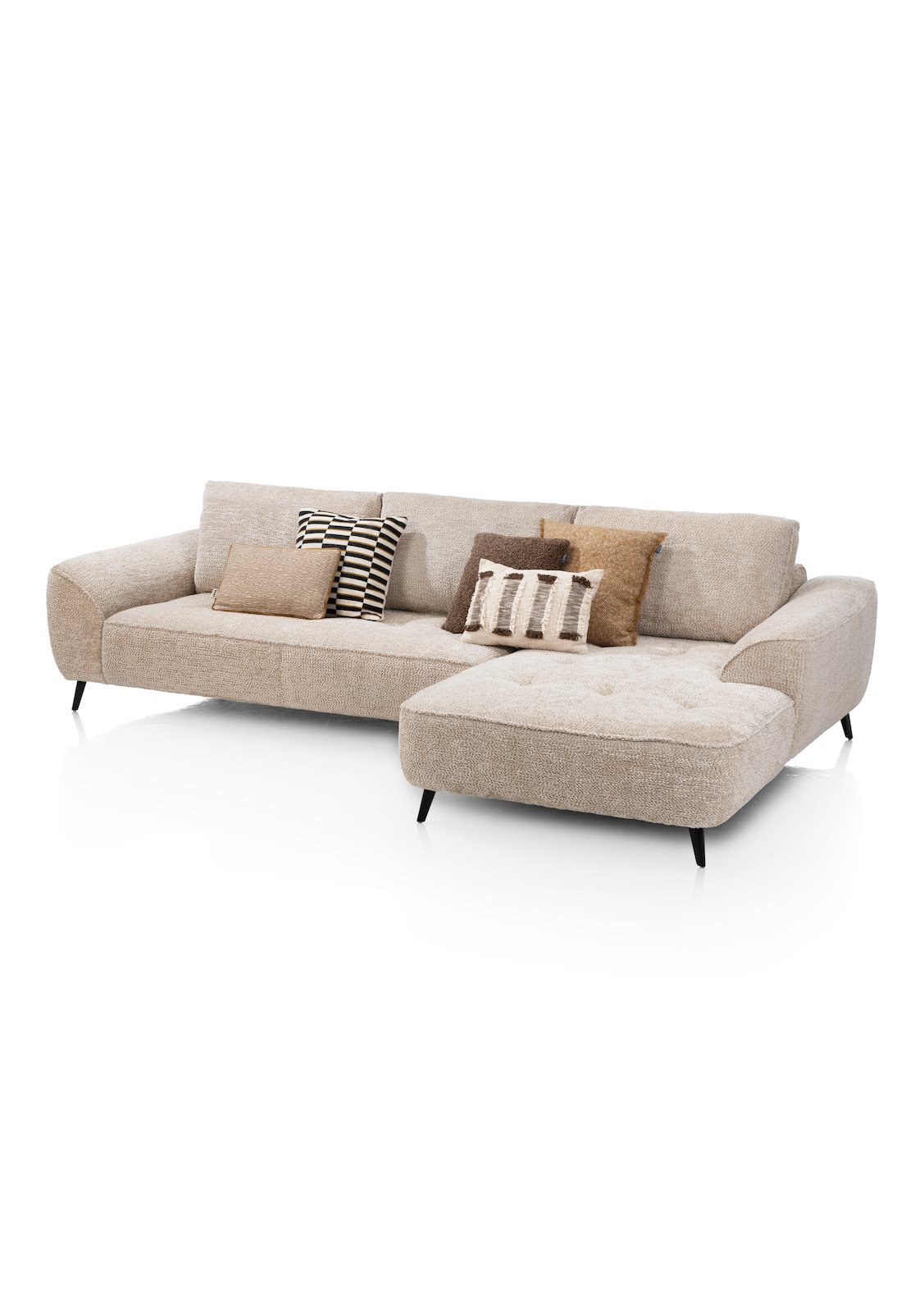 Henders & Hazel Polstergruppe BELLUNO in Derby beige, Ecksofa, Sofa, Beige, Holzbeine, Kissenkissen