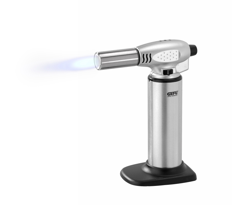 GEFU Flambierbrenner FUEGO in Farbe schwarz/silber, Gaskocher, Flammenbrenner, Stabbrenner, Gasbrenner, Tischbrenner