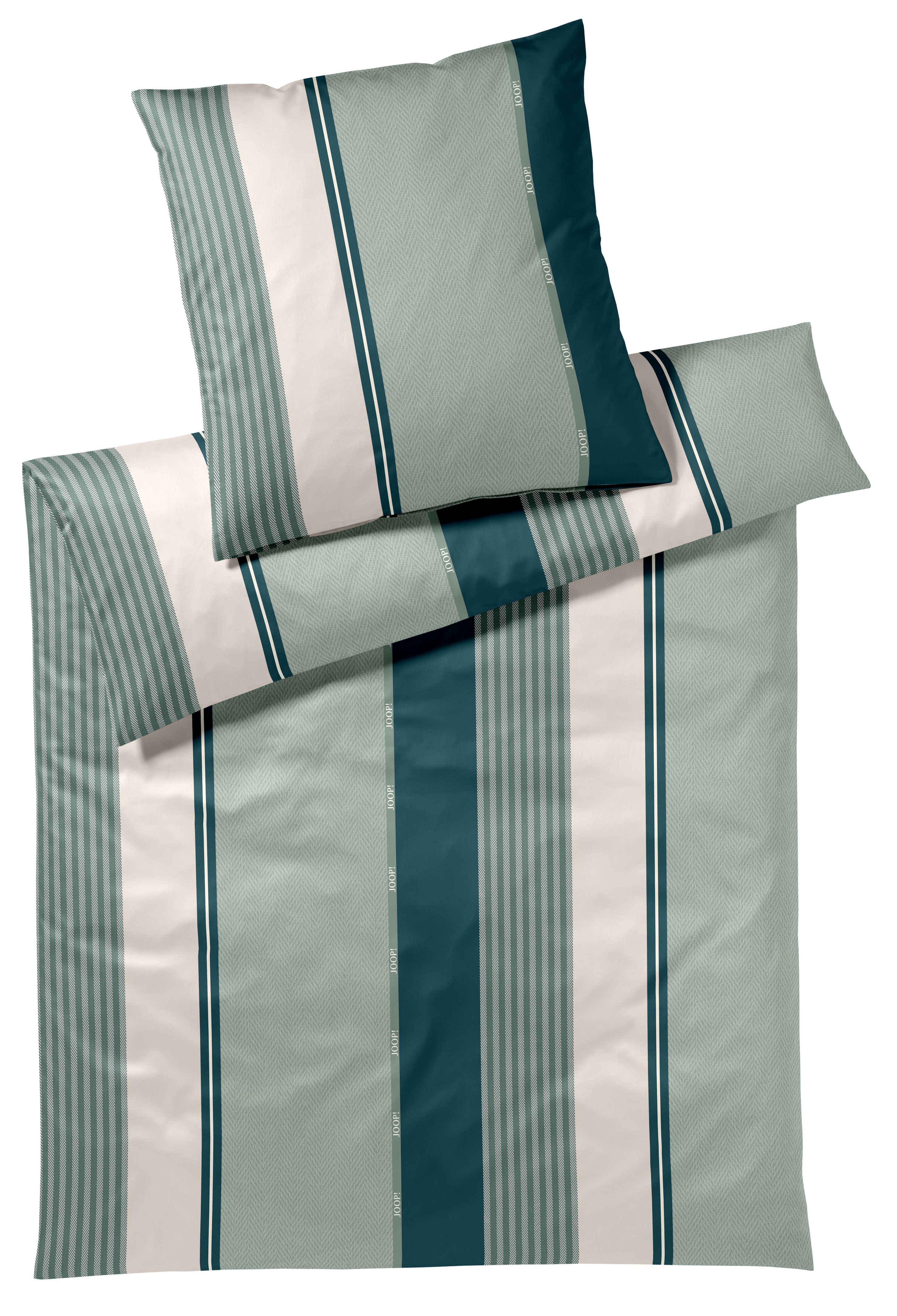 JOOP! Bettwäsche HERRINGBONE STRIPES ca. 155x200cm in Farbe emerald, Bettwäsche, Bettbezug, Streifen, Teal, Bettset