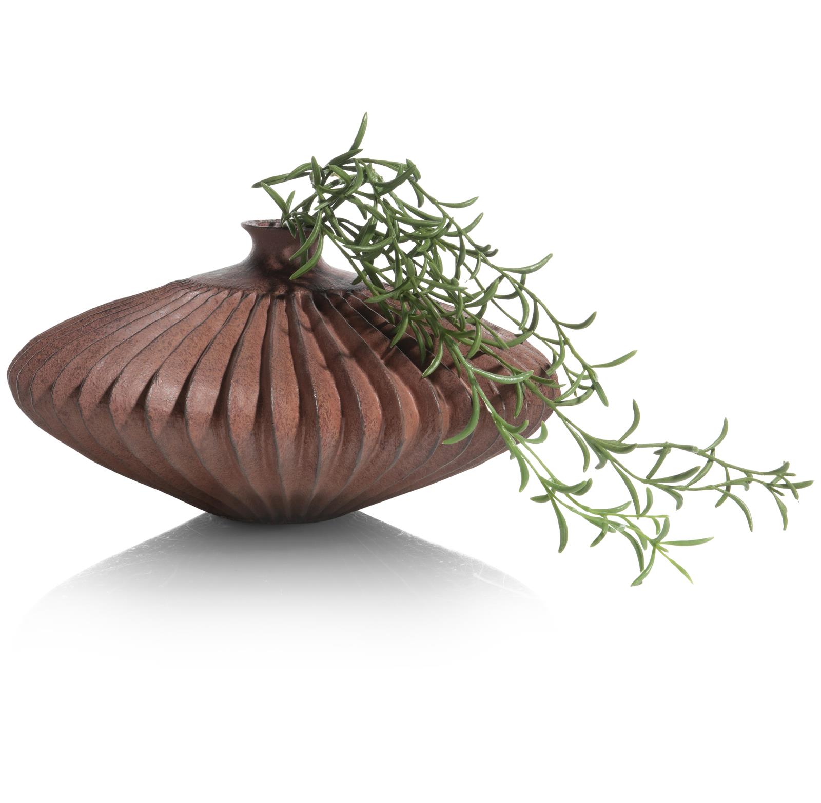 XOOON Noni Vase H14cm Coco Maison 48333-KOP, brauner vase, texturiertes Gefäß, Deko-Vase, Kräuterzweig, grüne Pflanze