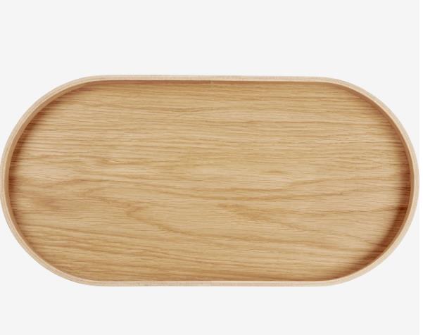 Tablett, oval 44 cm in Eiche beige matt, holz, holztablett, servierplatte, oval, natur