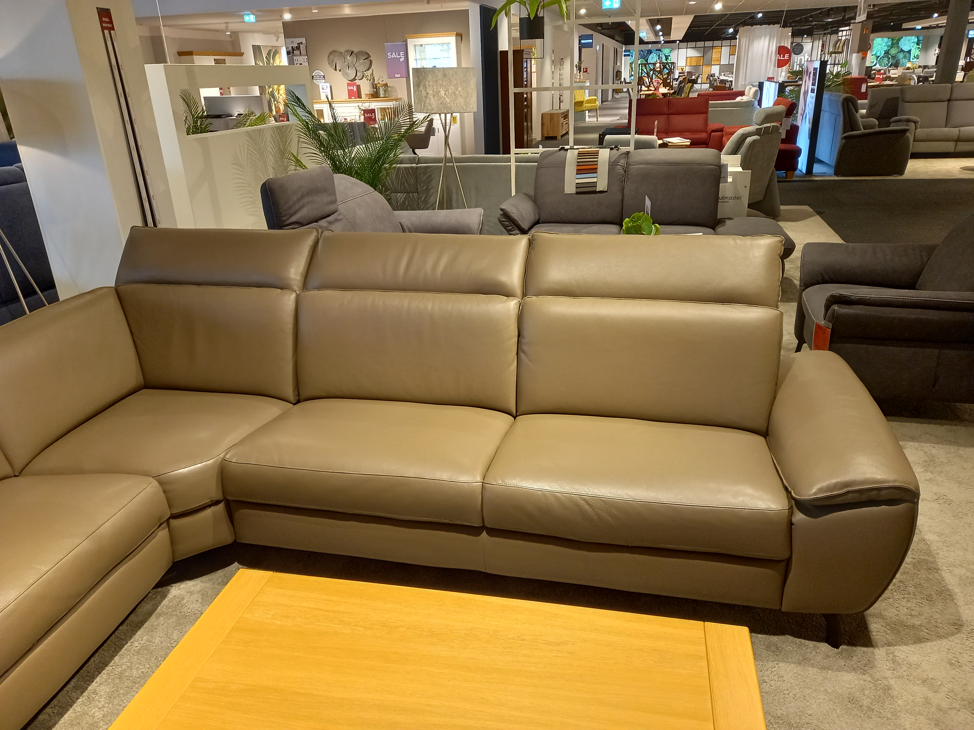 Polstereckgarnitur SARI ca. 300x270cm in Leder Trentino Taupe