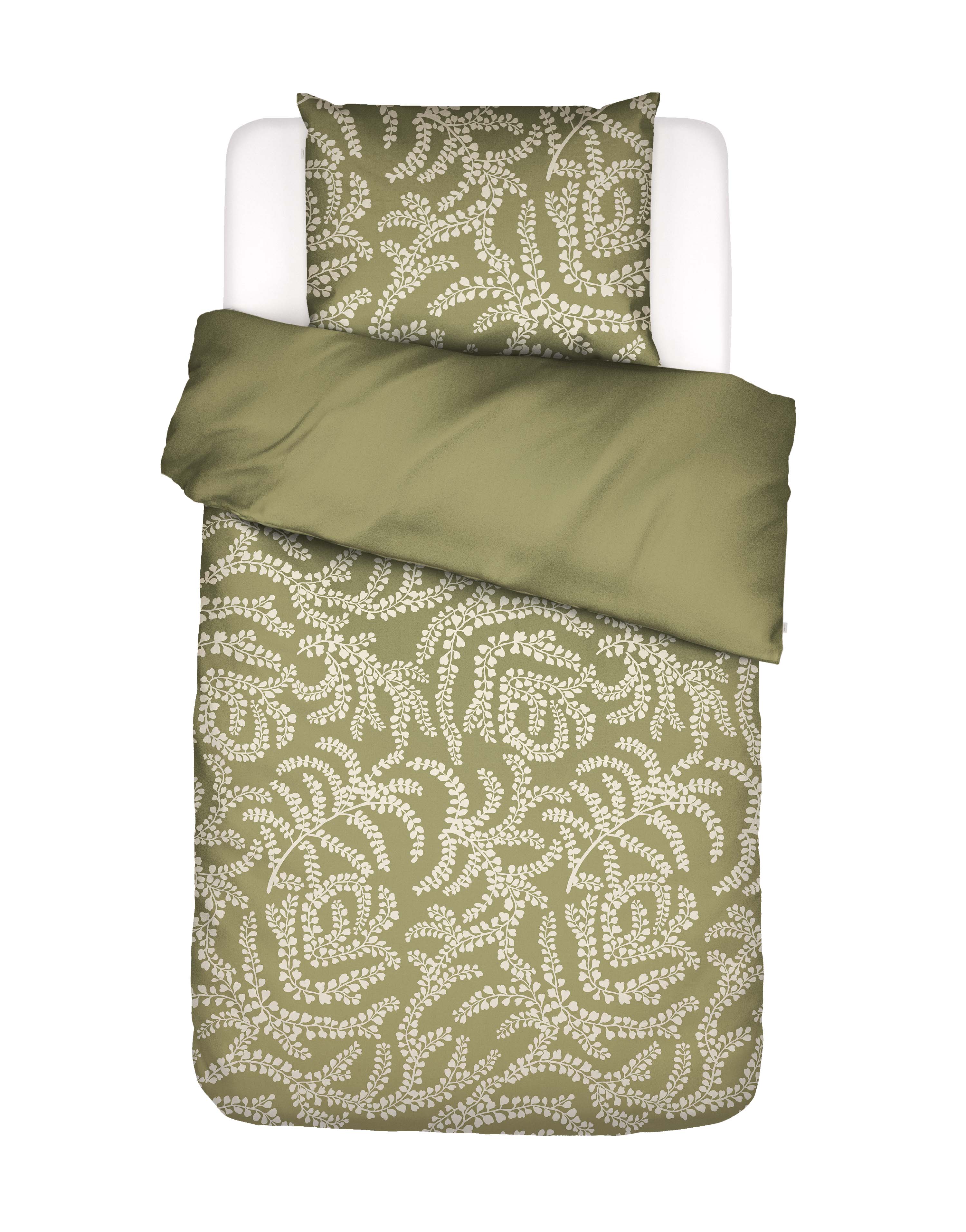 Bettwäsche ELERIA ca. 135x200cm in Farbe Cedar Green Bettwäsche ELERIA ca. 135x200cm in Farbe Cedar Green, Bettwäsche, Bedrucktes Muster, Palmen-Design, Beige-Grün, Doppelset