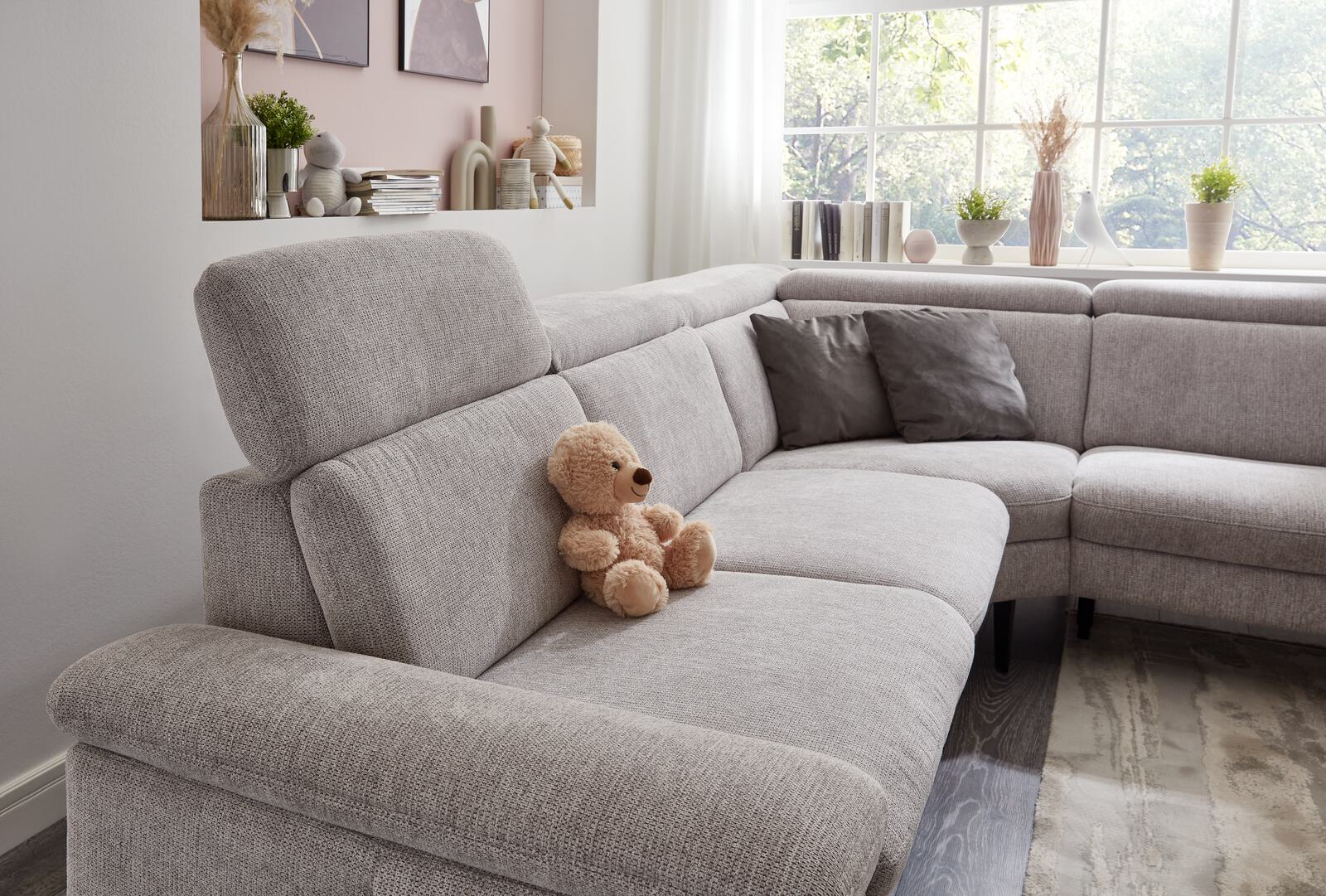 Polsteria Polstereckgruppe RELAXA TREND 1.0 ca. 298x252cm in Stoff Orlean silber