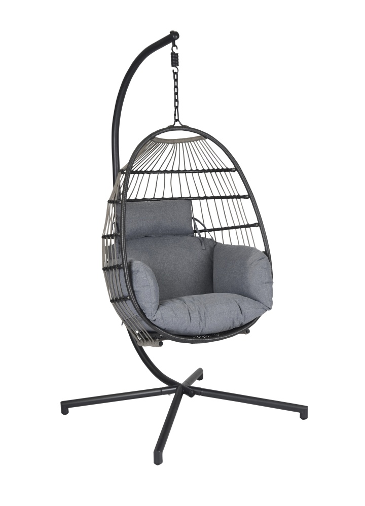 L.C. Wholesaler Hängesessel SUNAI ca. B81 H114 T64 cm in Geflecht flach grau/Rope grau